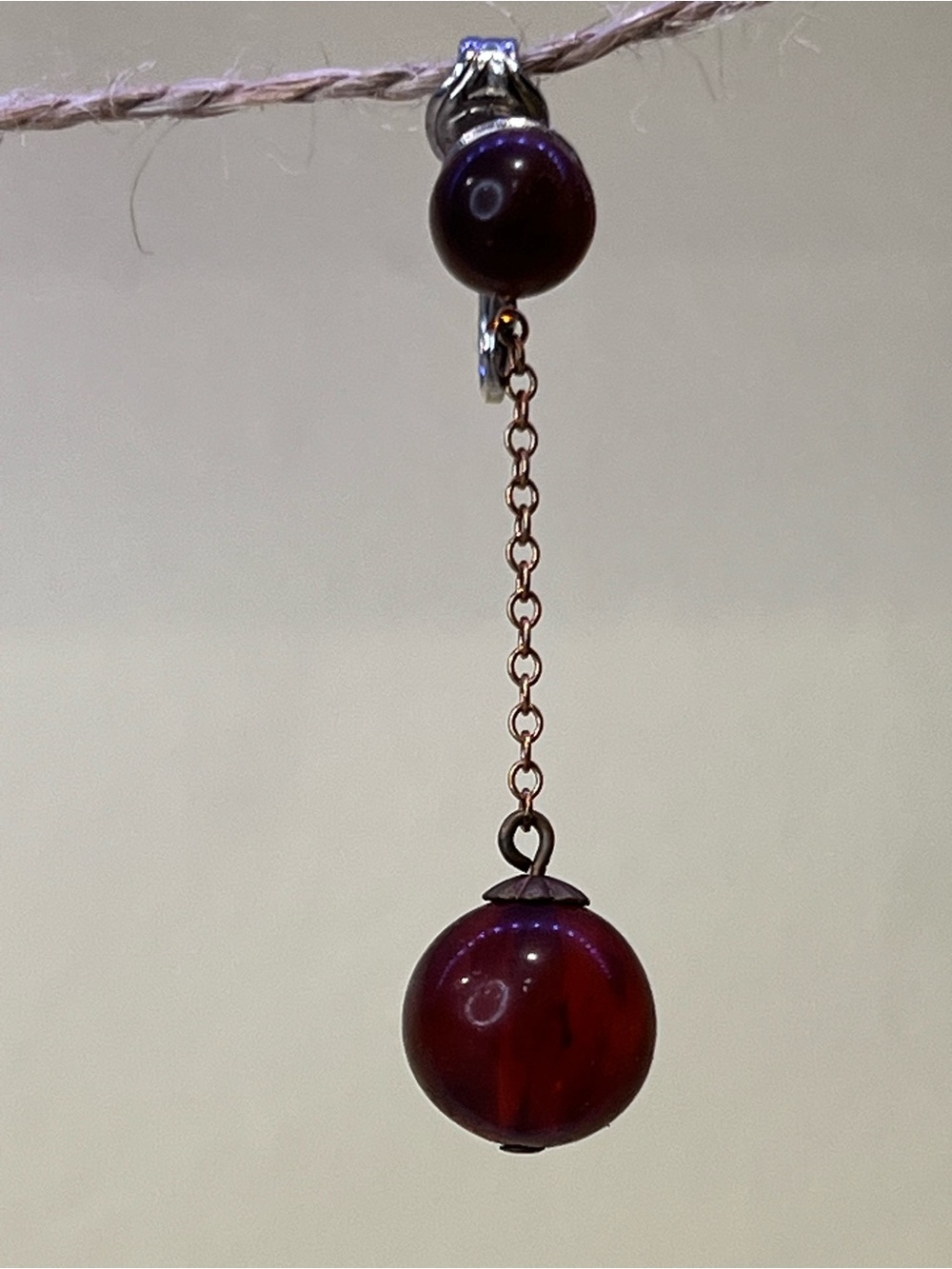 Handmade Amber-Tone Drop Chain Earrings - Women Jewelry - Picture 3 of 4